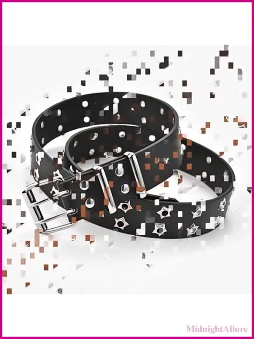Gothic Star Rivet PU Leather Belt Double Needle Buckle Y2K Accessory